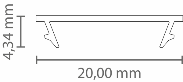 PC45_16 (2m) Cover FLAT schwarz (55% TL) f. LED Alu-Profile Exo-F1/F1H/F2/N1/N2/T3/T3H/T5/V2