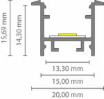 Exo-A2F_13 (2m) | LED Einbauprofil | LED max.13mm | narrow+wings – Bild 2