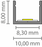 Exo-A0_8 ALU ELOXIERT (3m) | LED Aufbauprofil | LED max.8mm | ultraslim – Bild 2