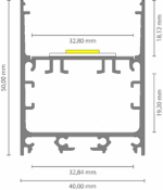 ILA21_32 ALU ELOXIERT (3m) Inlay f. Exo-TI1_32 LED Leuchtenprofil | LED max.32mm | sledge
