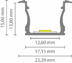 Exo-NLN2F_12 ALU WHITE RAL9016 (2m) | LED Einbauprofil | LED max.12mm | narrow+wings – Bild 2