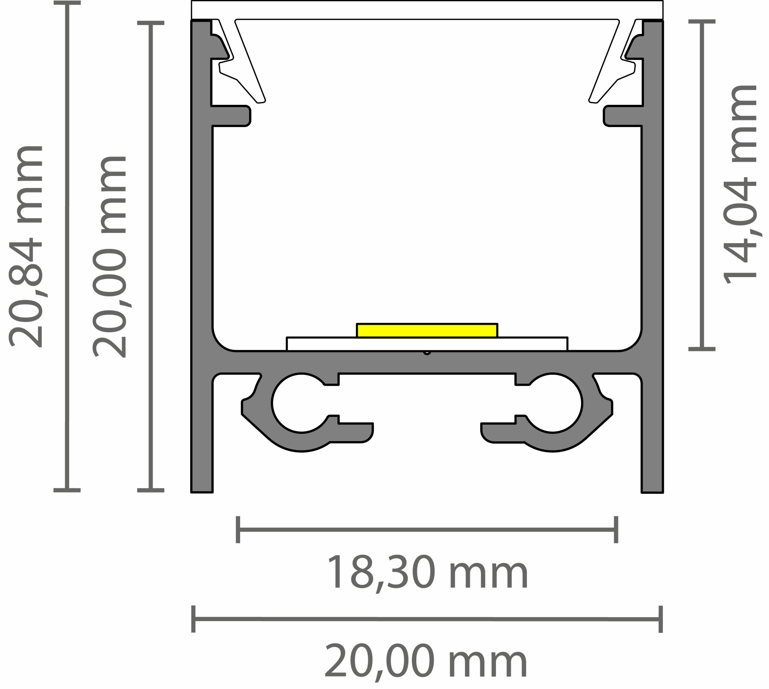 623000118020-3-1.png Exo-N2_16 ALU WHITE RAL9016 (3m) | LED Aufbauprofil | LED max.16mm | flat – Bild 3