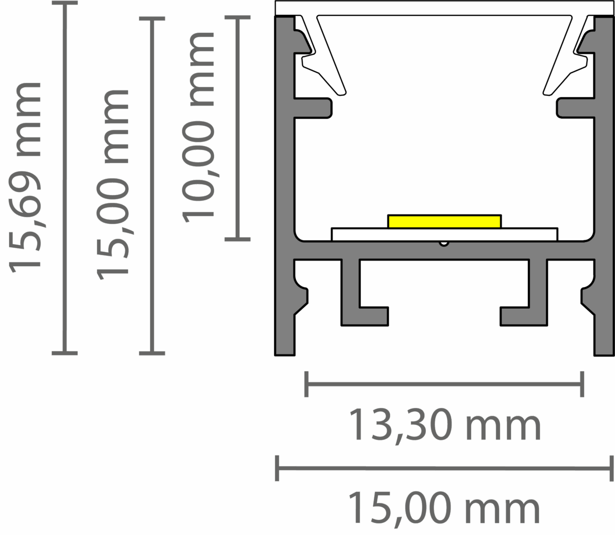 Exo-A2_13 ALU BLACK RAL9005 (3m) | LED Aufbauprofil | LED max.13mm | narrow – Bild 3