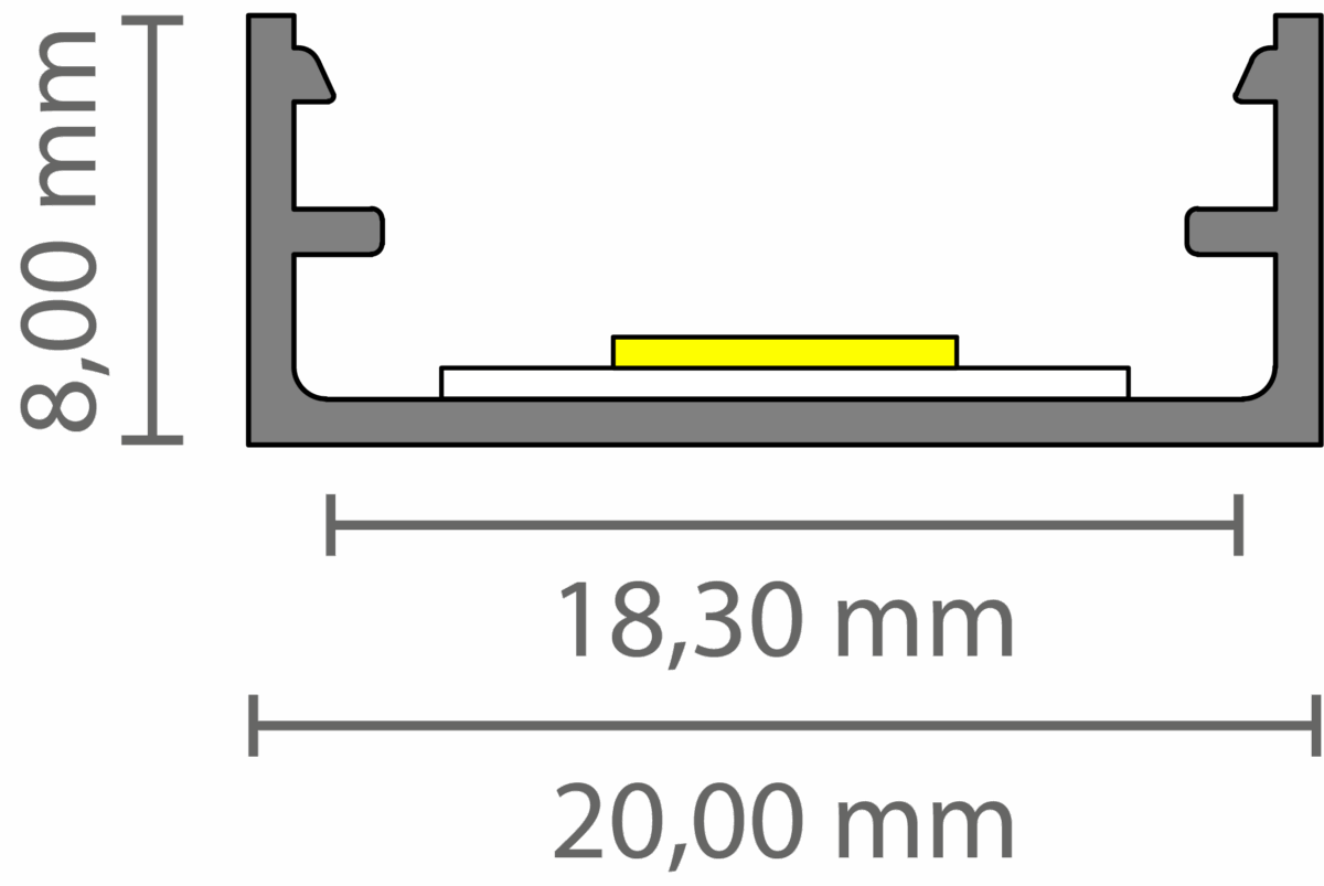 Exo-N1_16 ALU BLACK RAL9005 (3m) | LED Aufbauprofil | LED max.16mm | ultraflat – Bild 2