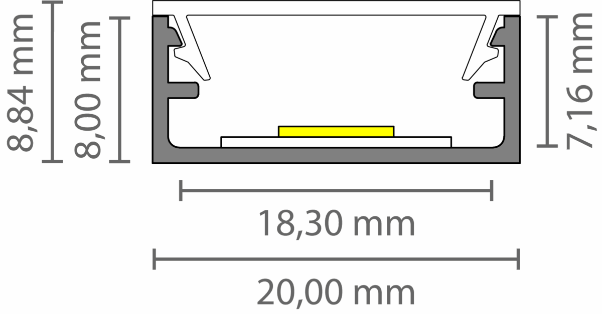 Exo-N1_16 ALU BLACK RAL9005 (3m) | LED Aufbauprofil | LED max.16mm | ultraflat – Bild 3